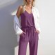 thumbnail image 4 of Pantalones Casuales para Mujeres Verano Cuello en V Color Sólido Bolsillo sin Mangas Pantalones Largos Mono Poliéster Moda Casual, 4 of 7