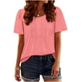 thumbnail image 2 of Posijego Women's Casual Tunic Tops with Leggings Round Neck Dressy Button Pleated Loose Blouses Summer Clothes, 2 of 8