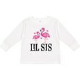 thumbnail image 3 of Inktastic Little Sister Girls Lil Sis Flamingo Girls Long Sleeve Toddler T-Shirt, 3 of 5
