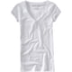 thumbnail image 1 of Aeropostale Camiseta básica con cuello en V liso liso para mujer, blanco, mediano, 1 of 1
