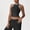Black, variant on pstuiky Women's High Neck Sleeveless Crop Tank Top - Racerback, Solid Color, Soft Stretchy Fabric Lightweight Workout Casual Wear