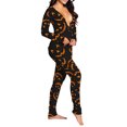 thumbnail image 4 of DYMADE Women Halloween Printed Buttons Long Sleeve Jumpsuit, 4 of 6