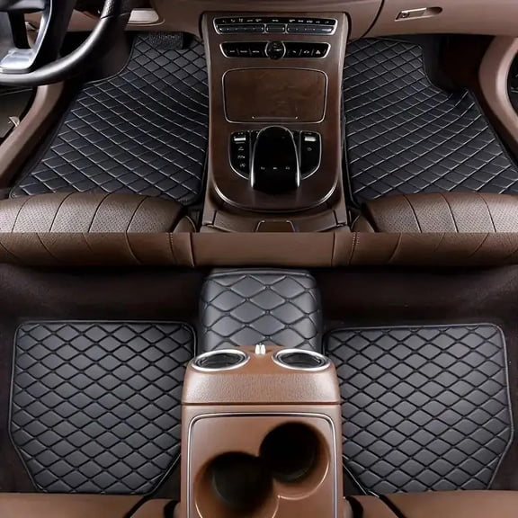 5 Pcs Waterproof Faux Leather Car Floor Mats, Universal Auto Foot Pad Protector, All Weather Automotive Interior Carpet Liner for Sedan, SUV, Truck Car Accessories