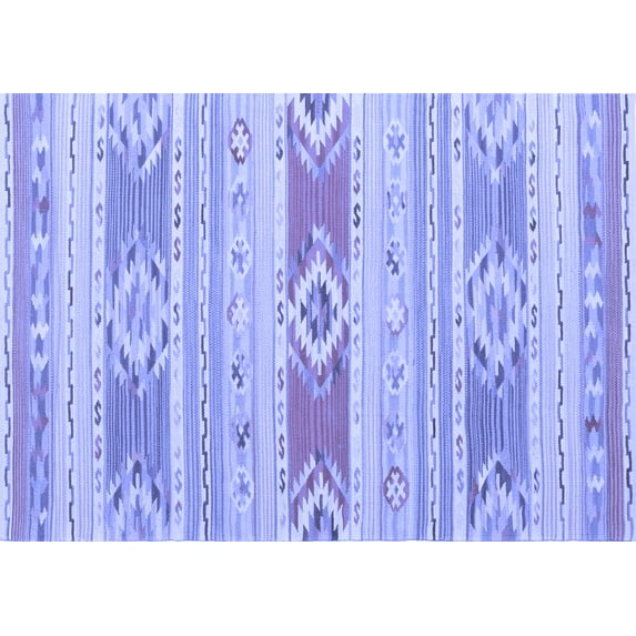 Ahgly Company Machine Washable Indoor Rectangle Abstract Blue Contemporary Area Rugs, 8' x 12'