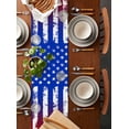 thumbnail image 5 of Red Blue Burlap Cotton Table Runner 18x72 Inches Long, Ombre Stars Stripes Rustic US Flag Blood Farmhouse Table Runners, Outdoor Dining Tablecloths Decor for Baby Shower/Party/Wedding, 5 of 6
