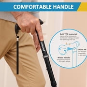Rehand Adjustable Folding Walking Cane with T-Grip, Lightweight and Collapsible, Black