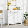 thumbnail image 2 of White Sideboard Buffet Cabinet with 3 Doors 3 Drawers Adjustable Shelf for Kitchen Living Room Hallway Coffee Bar Storage, 2 of 7