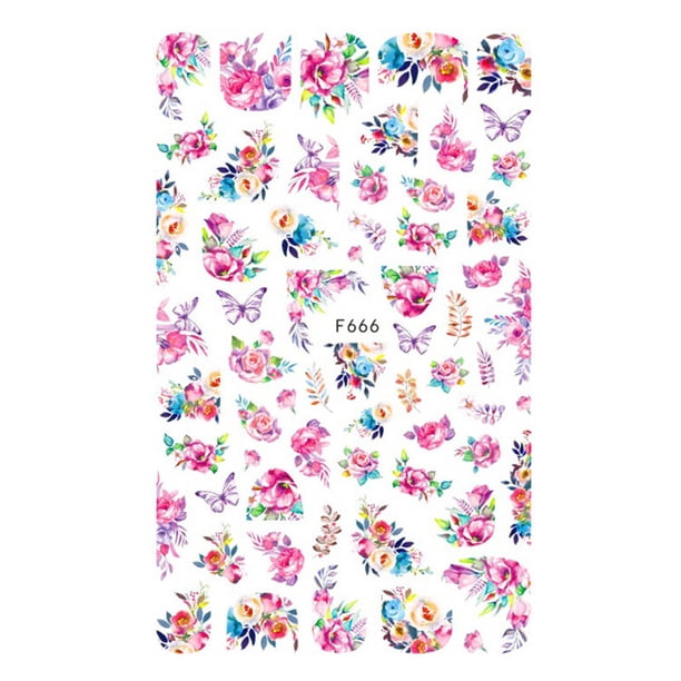 Pegatinas de flores para uñas, calcomanías 3D autoadhesivas para uñas, para primavera y verano, con diseños de rosas, accesorios para uñas.