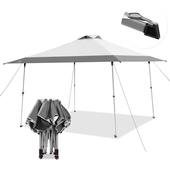 Abba Patio 13'x13' Pop up Canopy Tent Instant Shelter w/ Carry Bag & 4 Wheels, Spliced Grey
