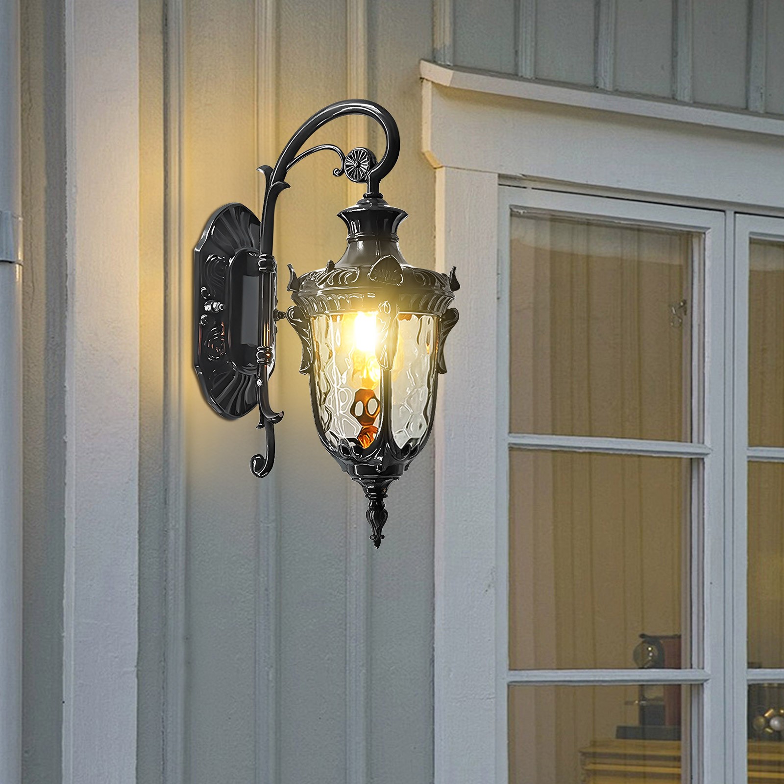 Retro Exterior Wall Light Sconce Outdoor Patio Porch Lamp Lantern Fixture Black for Front Door,Hallways
