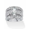 PalmBeach Jewelry 3.05 TCW Marquise-Cut Cubic Zirconia 18k Gold-Plated or Sterling Silver Bridal Engagement Set