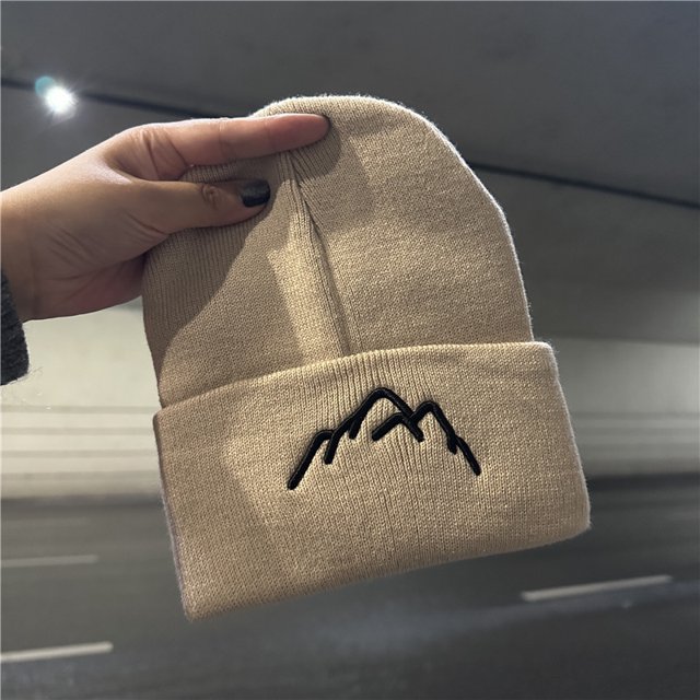 Gorro de punto para hombre, gorro de lana rizada con bordado de cabeza grande, estilo callejero, para niños