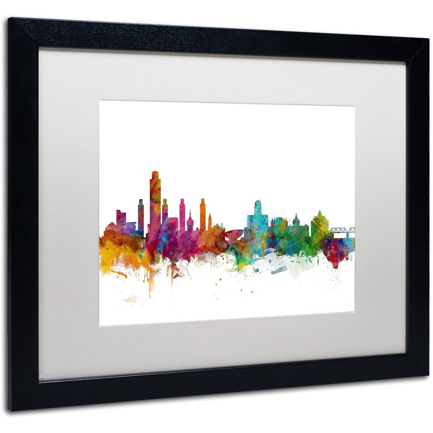 Trademark Fine Art 'Albany New York Skyline' Canvas Art by Michael Tompsett, White Matte, Black Frame