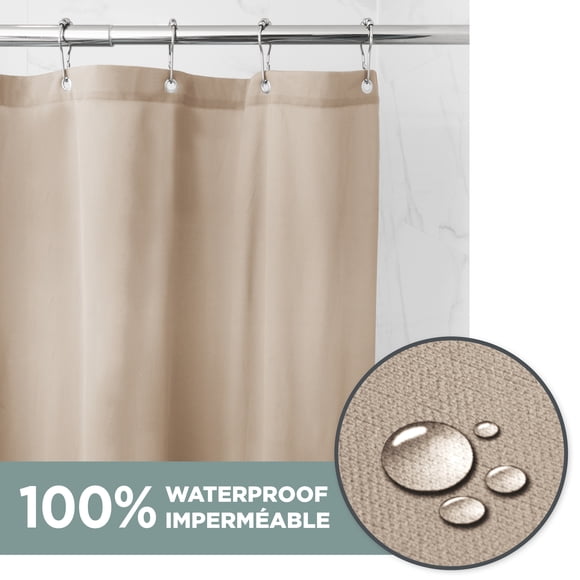 Better Homes & Gardens Waterproof Fabric Shower Liner, 70" x 72", Tan