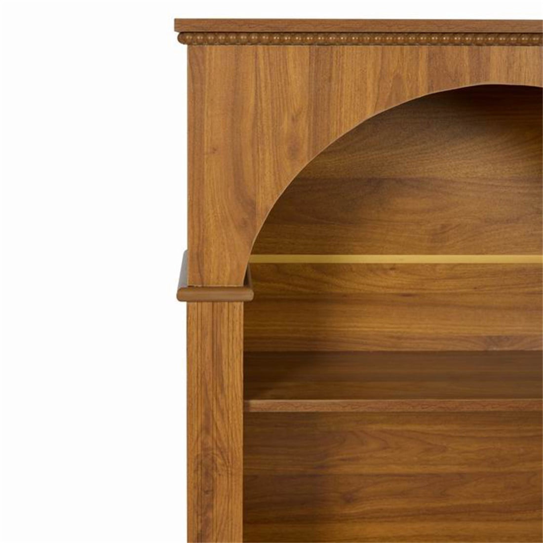 Hommoo 3-Tier Arched Open Bookshelf, Traditional Freestanding Bookcase with Decorative Beaded Trim, Wooden Display Shelf for Entryway, Living Room, Bedroom, Hallway, Walnut