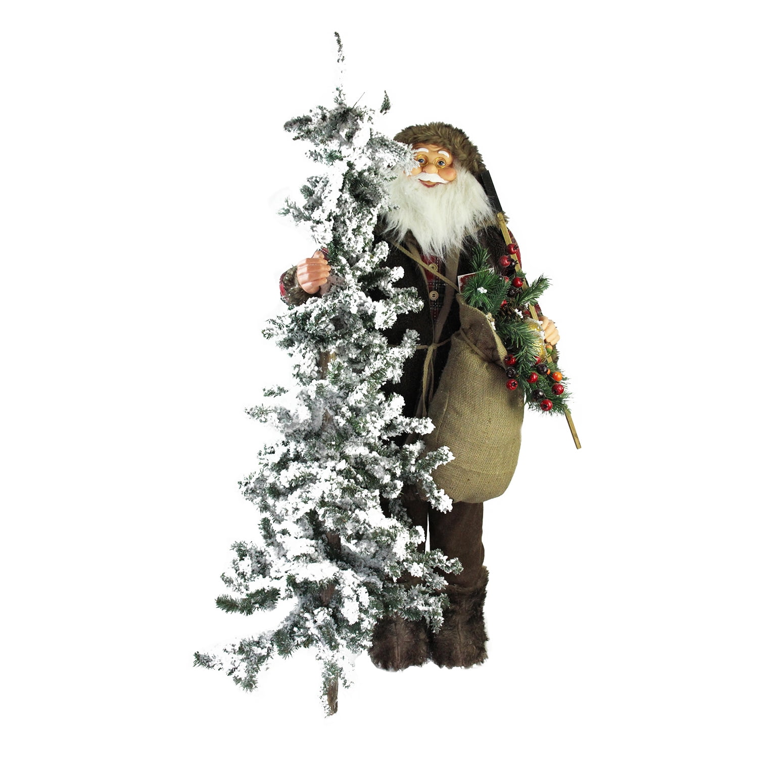 Hallmark woodland Santa figurine large skis country folk art wood Toys