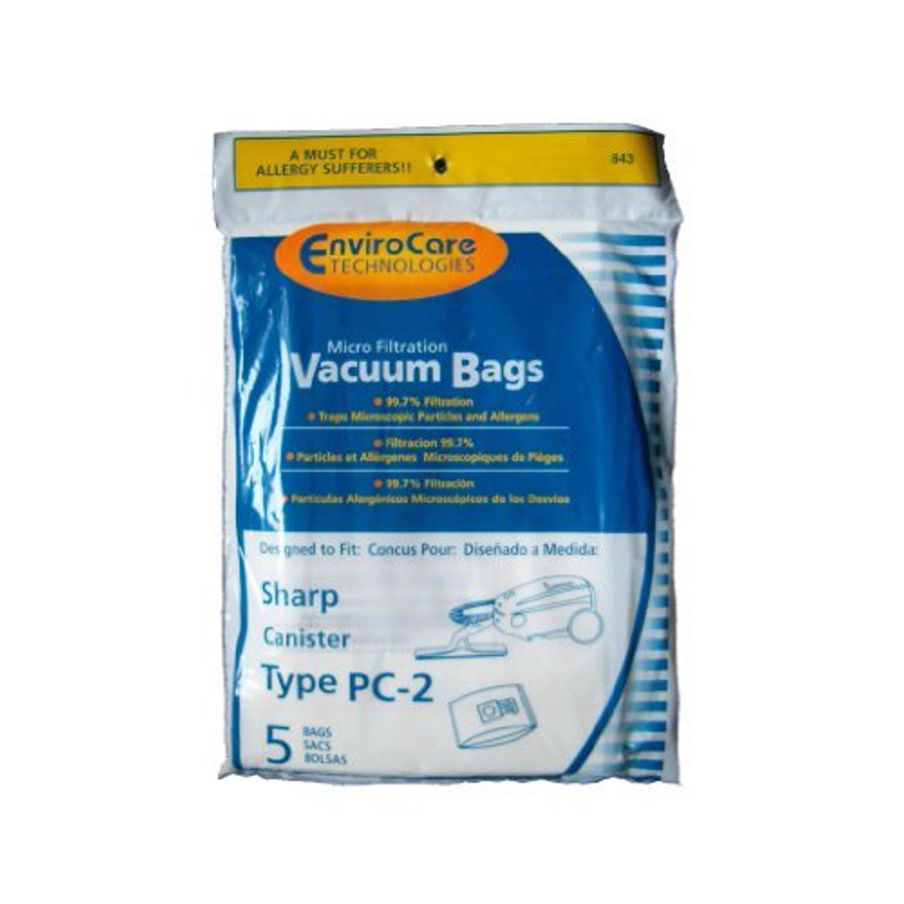 5 Sharp Canister Type PC2 Vacuum Cleaner Allergy Bags, EC10PC2, EC