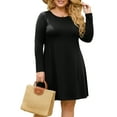 thumbnail image 6 of FlorCurve Women's Long Sleeve Dress Casual Solid Loose Knee Length T-Shirt Dresses, Black 3XL, 6 of 8