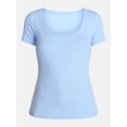 thumbnail image 6 of Time and Tru Women's Ribbed Scoop Neck Tee with Short Sleeves, Sizes XS-XXXL, 6 of 6
