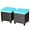 Blue, variant on DORTALA 2 Piece Patio Wicker Ottomans, 2 in 1 Outdoor PE Rattan Side Table & Footstool Foot Rest with Cushions for Couch, Chair, Turquoise
