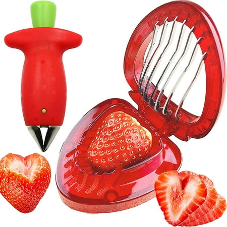 

Torubia Strawberry Huller Stem Remover and Strawberry Slicer Set Potatoes Pineapples Carrots Tomato Corer Slicer Cherry Pitter Fruit Picker Stalks Tools Stainless Steel Blade Kitchen Tools & Gadgets