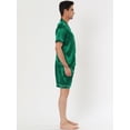 thumbnail image 3 of Ropa de dormir para hombres Top y pantalones de manga corta Ropa de dormir de verano Conjuntos de pijama de satén Verde S, 3 of 4