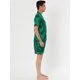 thumbnail image 3 of Ropa de dormir para hombres Top y pantalones de manga corta Ropa de dormir de verano Conjuntos de pijama de satén Verde S, 3 of 4