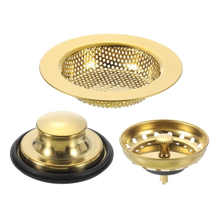 3 Pack Kitchen Sink Drain Strainer Light Gold, Stainless Steel Kitchen Sink Strainer and Stopper