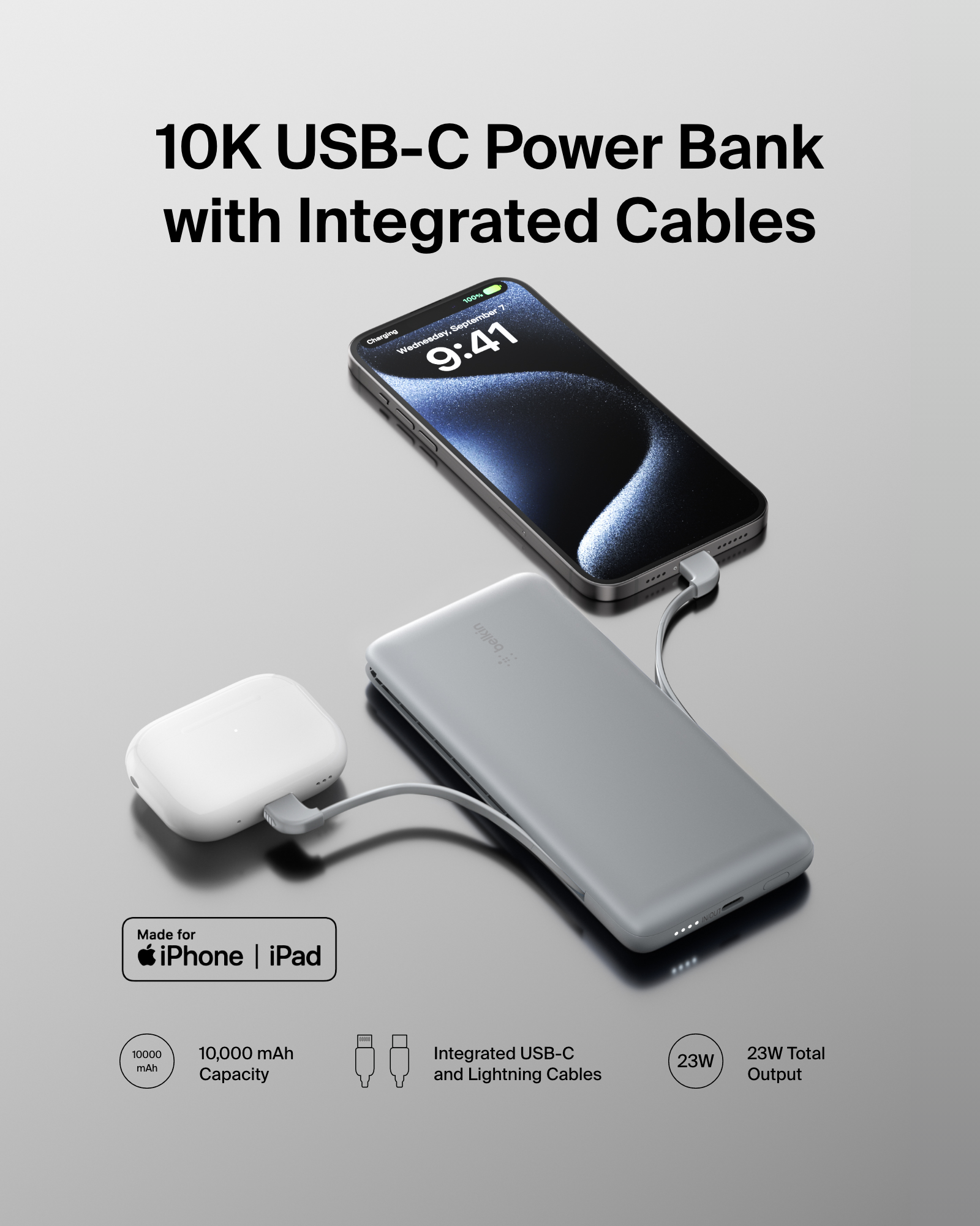 Belkin BoostCharge Plus Power Bank 10000mAh with Built-In Cables photo 6
