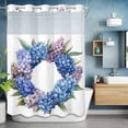 thumbnail image 6 of Spring Flower Wreath No Hooks Shower Curtain with Snap-in Liner Country Watercolor Purple Blue Floral Leaf Shower Curtains for Bathroom, Waterproof, Easy Install, Washable 72"x96", 6 of 9