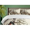 thumbnail image 4 of Ambesonne Brown Duvet Cover Sets, Harp Ornament Butterfly, 2-King, Cream Orange Black, 4 of 7