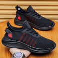 thumbnail image 5 of Men's Low-Top Lace-Up Mesh Walking Shoes Striped Vamp Detail Streamlined Textured Sole Casual Daily Sneakers, 5 of 6