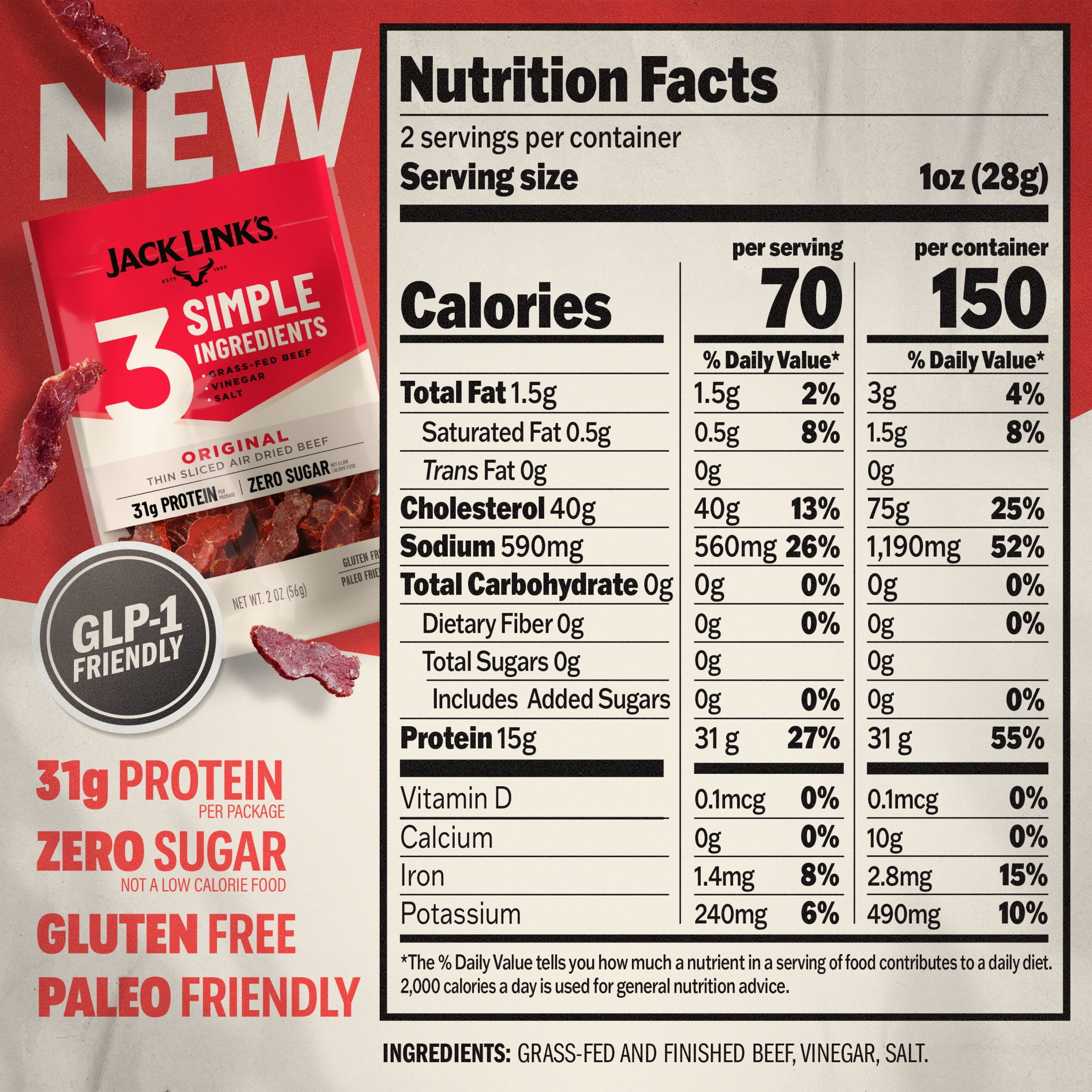 Jack Link’s Air Dried Steak Slices, 2oz Original