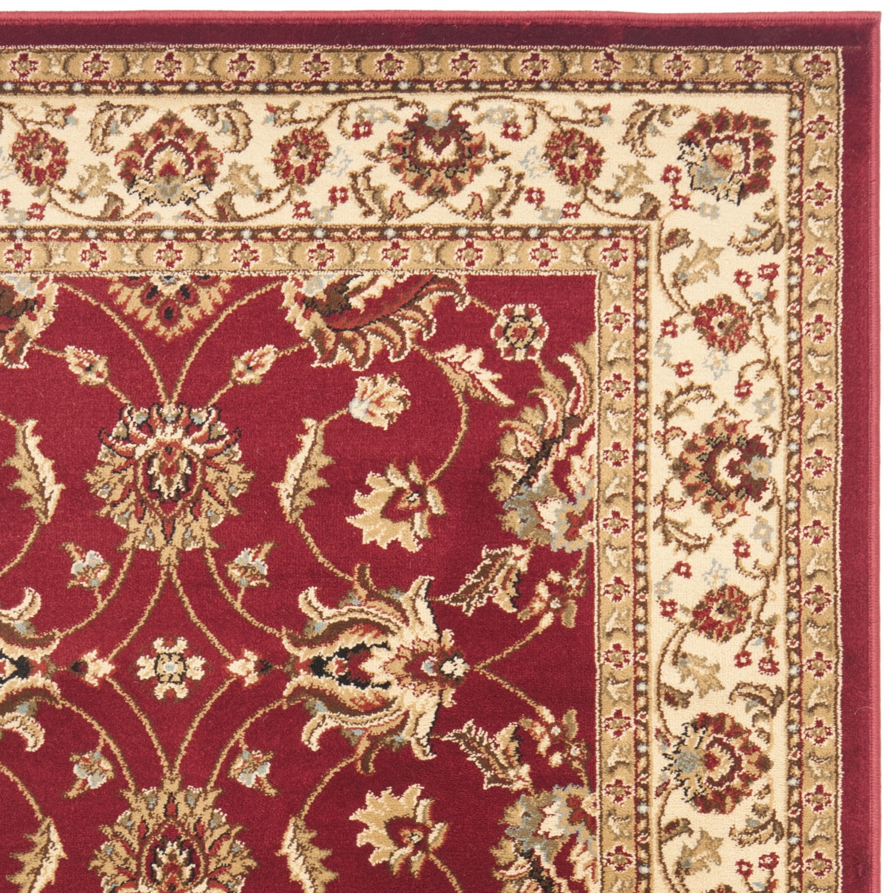 SAFAVIEH Lyndhurst Miah Floral Border Area Rug, Red/Ivory, 3'3" x 5'3"