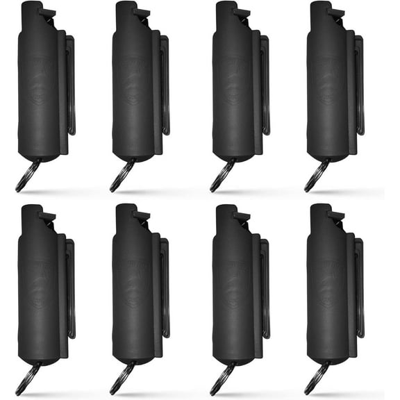 Pepper Spray Keychain with Belt Clip for Safety, 16 ft Range, 8 pack Black, Self Defense by Guard Dog Security