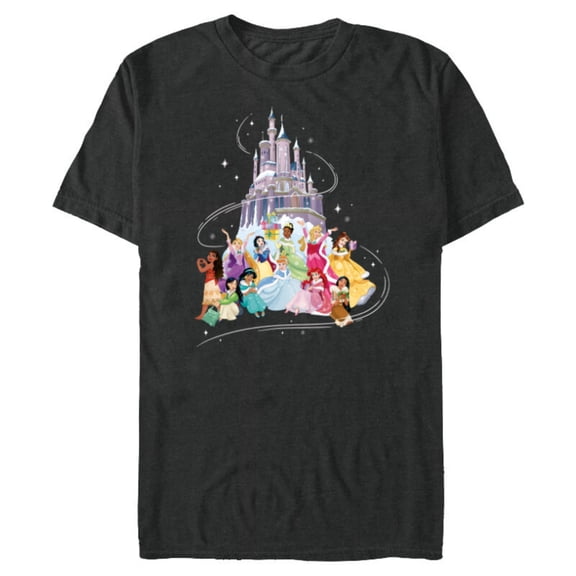 Disney Princess Sparkle Squad Christmas Holiday Castle - Short Sleeve Blended T-Shirt for Adults - Customized-Dark Heather