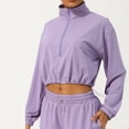 thumbnail image 2 of Sexlip Women's Lightweight Soprt Crop Sweatshirt Long Sleeve Half Zip Track Jacket 50+ UPF Workout Athletic Pullover Top Purple S, 2 of 9