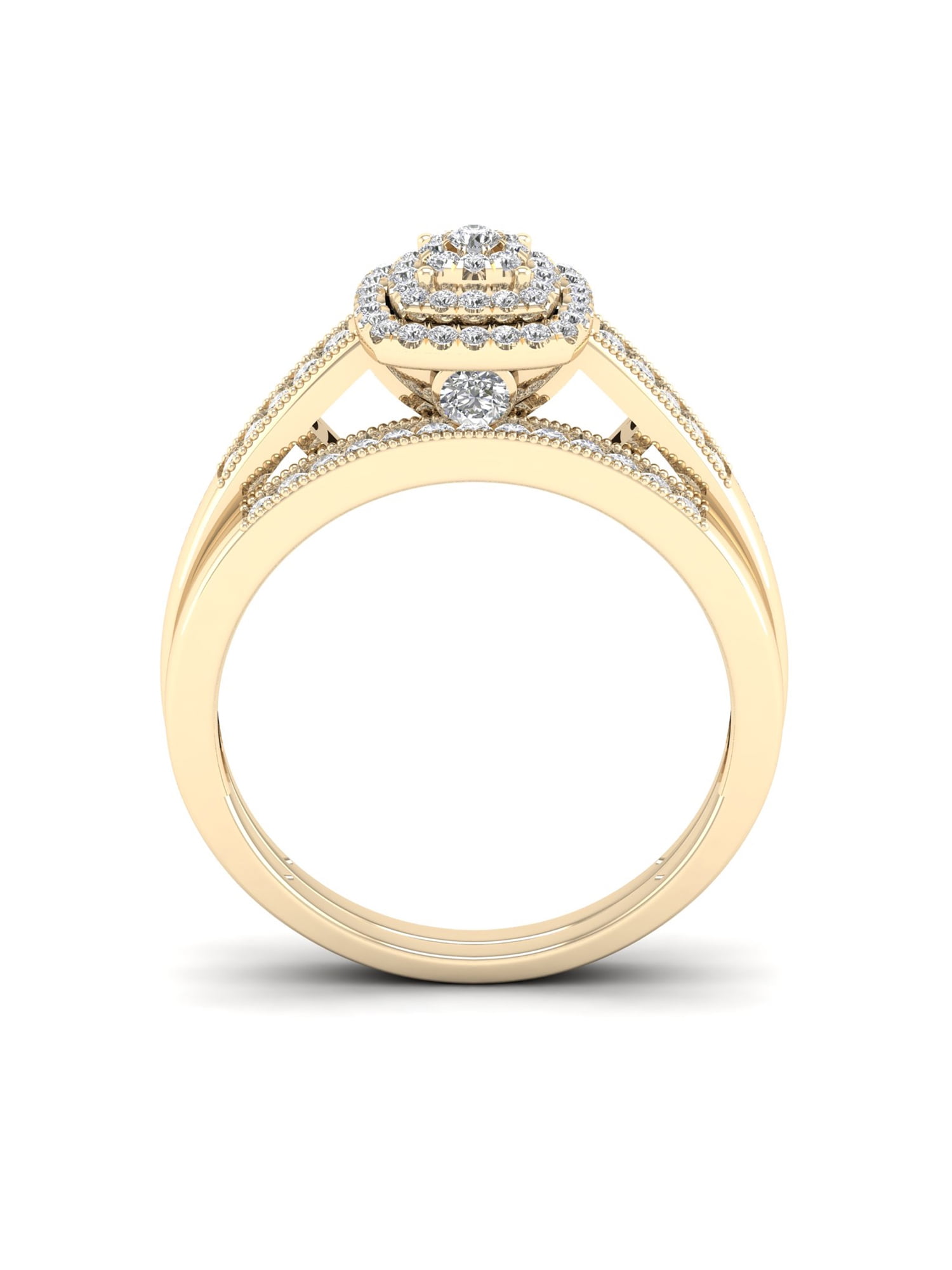 IMPERIAL Cushion Frame 1/3ct Diamond Engagement & Wedding Ring Set, 10K Yellow Gold