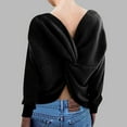 thumbnail image 4 of Women's Twist Knot Sweater Casual V Neck Long Sleeve Shirts Knit Pullover Tunic Tops Jumper Shirts, 4 of 4