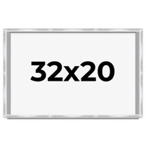 32x20 Frame Silver Whitewashed Wood Grain Solid Wood Shadow Box | 0.75 Inch Moulding Width | 0.75