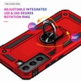thumbnail image 4 of Samsung Galaxy S22,Shockproof Soft TPU Armor Slim Metal Ring Stand PC Back Case Cover,Red, 4 of 9