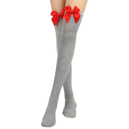 

Womens Long Socks Bowknot Pure Color Socks Thigh High Socks Over The Knee Socks Festival Christmas