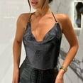 thumbnail image 4 of HXWCHs Women's Fashion Sequin Chain Strap Crop ofp Glitter Sleeveless Party Blouse Evening Wear One Size Black, 4 of 5