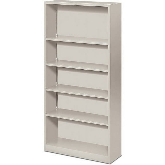 HON Brigade 5-Shelf Steel Bookcase 34.5" x 12.6" x 71" - 5 x Shelf(ves) - 410 lb Load Capacity - Rust Resistant, Heavy Duty - Light Gray - Baked Enamel - Steel - Recycled