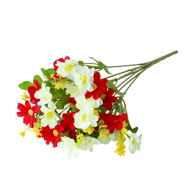 Flores artificiales de 28 cabezas para exteriores, flores silvestres de seda sintética con tallo, arreglo floral falso para macetas, cestas colgantes, porche, patio, decoración de jardín.