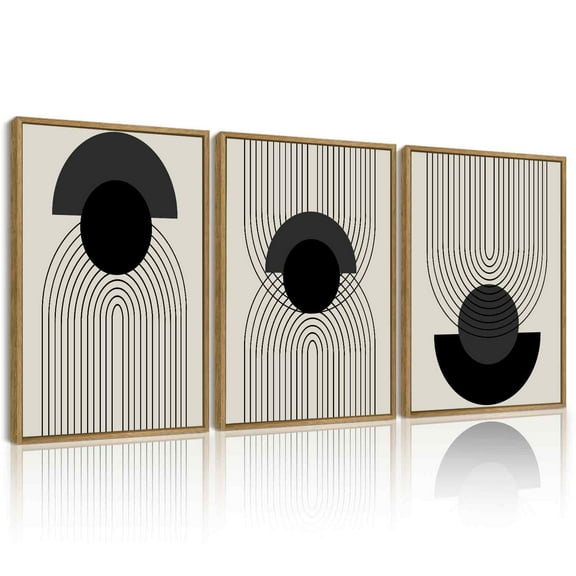 SHENIFY Black Boho Wall Art Geometric Decor Ready To Hang for Bedroom 11x14in3pcs Neutral Framed