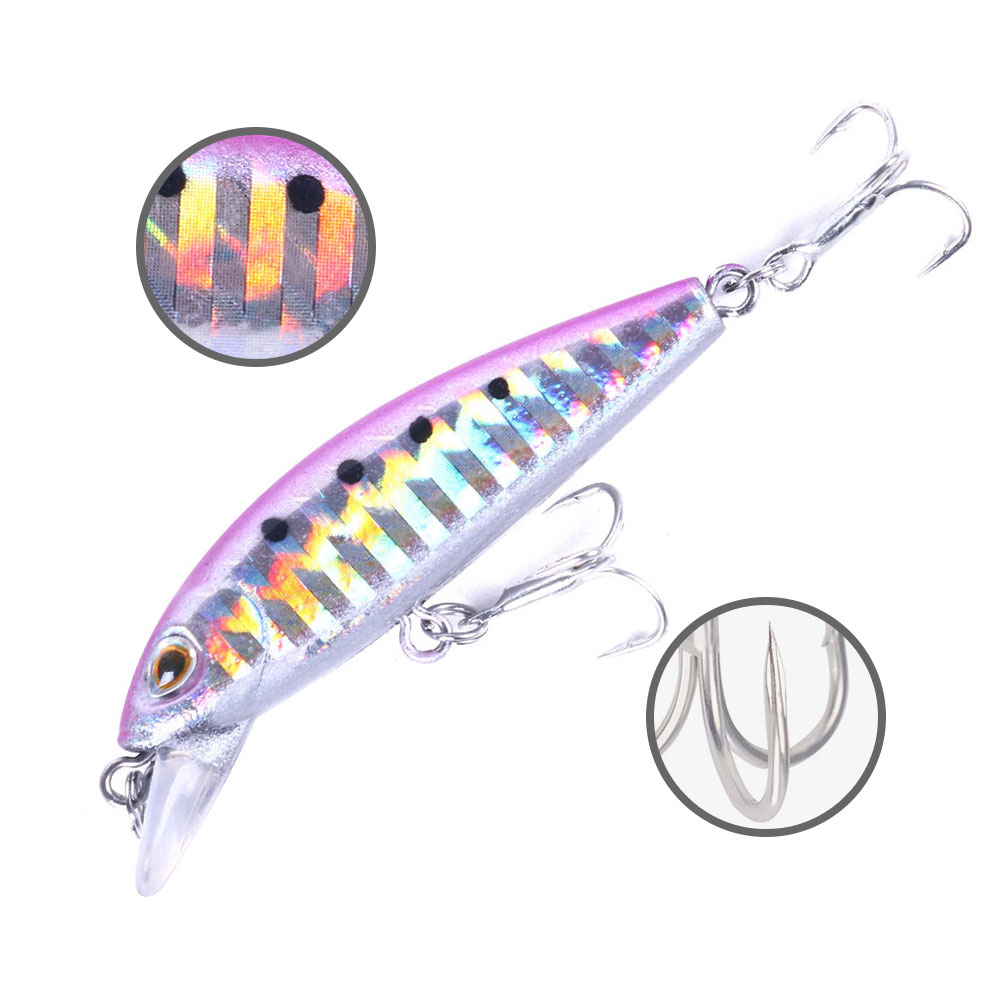 HENGJIA Fishing Lures Hard Bait Minnow VIB Lure with Treble Hook Life-Like Swimbait Fishing Bait Popper Crankbait Sinking Lure for Trout Bass Walleye Redfish, 6PCS