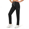 thumbnail image 2 of larppty Women's Scrub Pants High Waist Elastic Drawstring Work Trousers with Pockets Side Zipper Casual Wear（Black， M）, 2 of 5