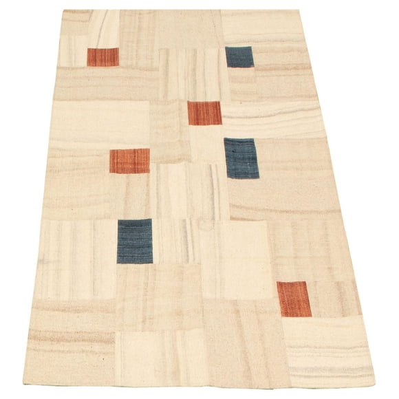 ECARPETGALLERY Tapis Fait à la Main pour Salon, Salle à Manger et Chambre à Coucher Transitionnel Collection Moldovia Patch 4'7" x 6'8" en Ivoire