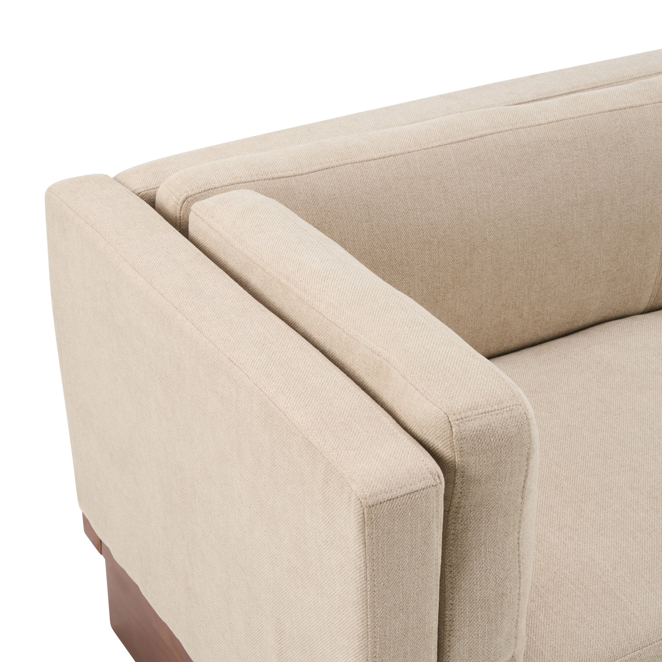Christopher Knight Home 87" Modern 3-Seater Sofa with Square Arms, Solid Wood Frame, Almond